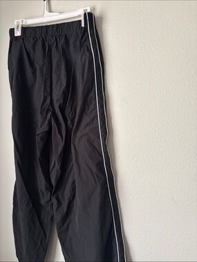 Black Track Pants with White Side Stripes
